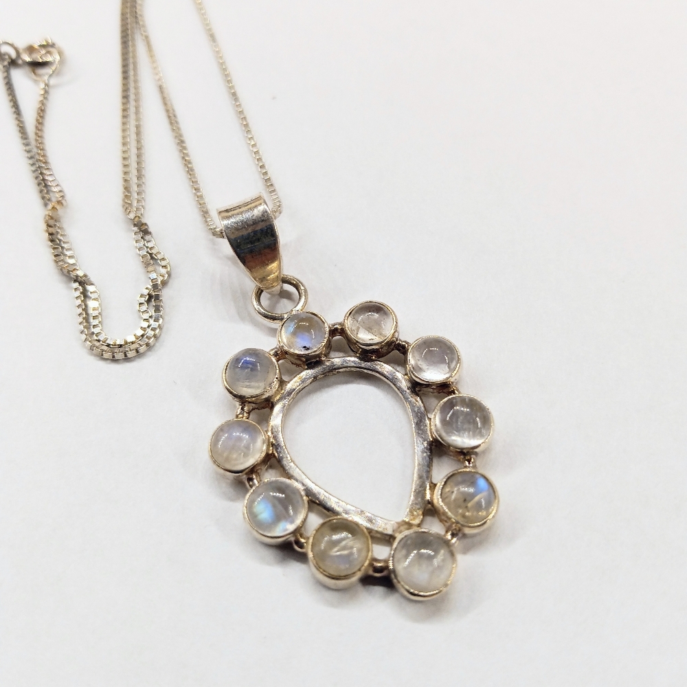 Moonstone Heart Sterling Silver Necklace
